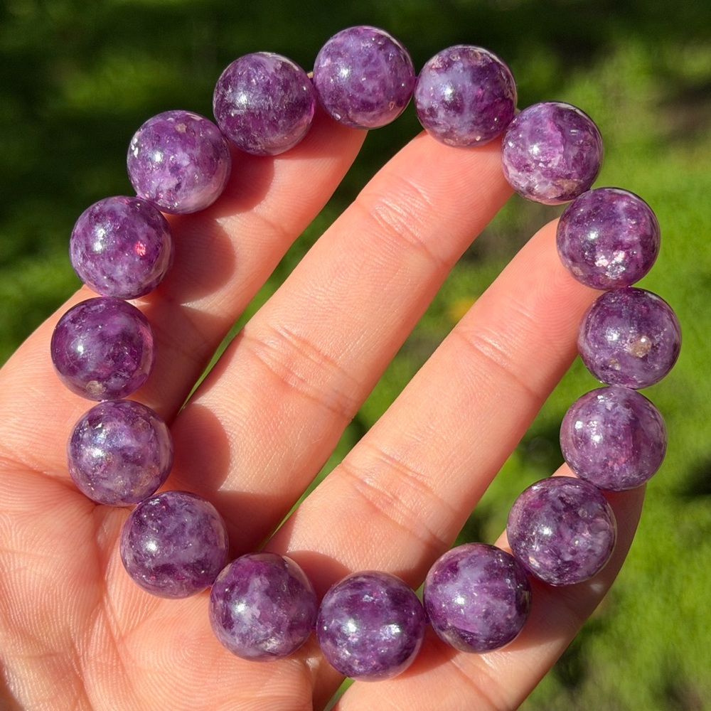13mm stretchable high quality purple mica‎ bracelet 0765